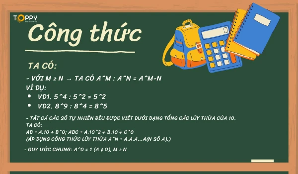 Công thức phép chia hai lũy thừa cùng cơ số