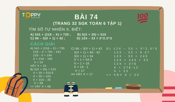 Giải bài tập 74 (trang 32 SGK Toán lớp 6 tập 1)