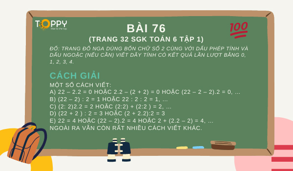 Giải bài tập 76 (trang 32 SGK Toán lớp 6 tập 1)