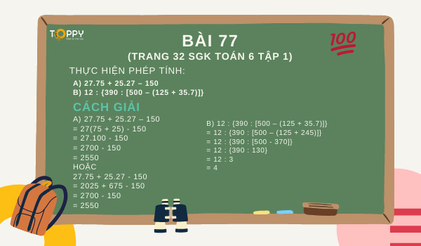 Giải bài tập 77 (trang 32 SGK Toán lớp 6 tập 1)