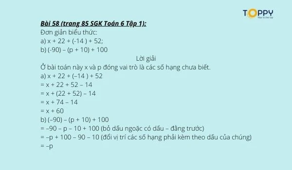 Hướng dẫn giải bài tập quy tắc dấu ngoặc, sách giáo khoa lớp 6