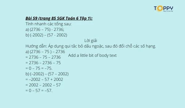 Hướng dẫn giải bài tập quy tắc dấu ngoặc, sách giáo khoa lớp 6