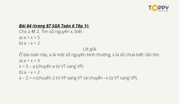 Hướng dẫn giải bài tập Quy tắc chuyển vế sách giáo khoa toán lớp 6