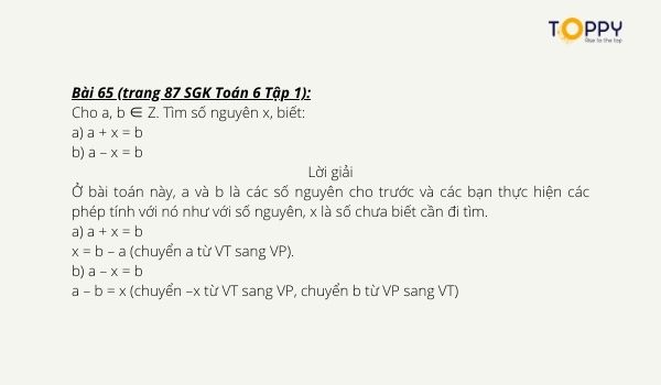 Hướng dẫn giải bài tập Quy tắc chuyển vế sách giáo khoa toán lớp 6