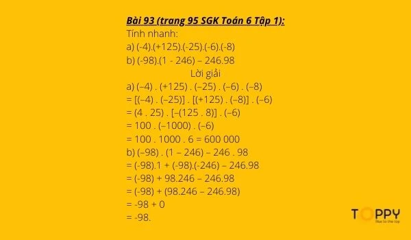 Hướng dẫn giải bài tập sách giáo khoa Tính chất của phép nhân