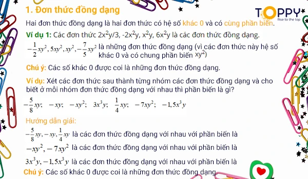 đơn thức đồng dạng