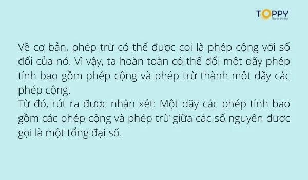 Lý thuyết về tổng đại số