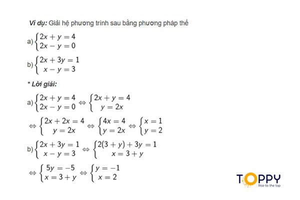 Ví dụ về phương pháp thế và cách giải