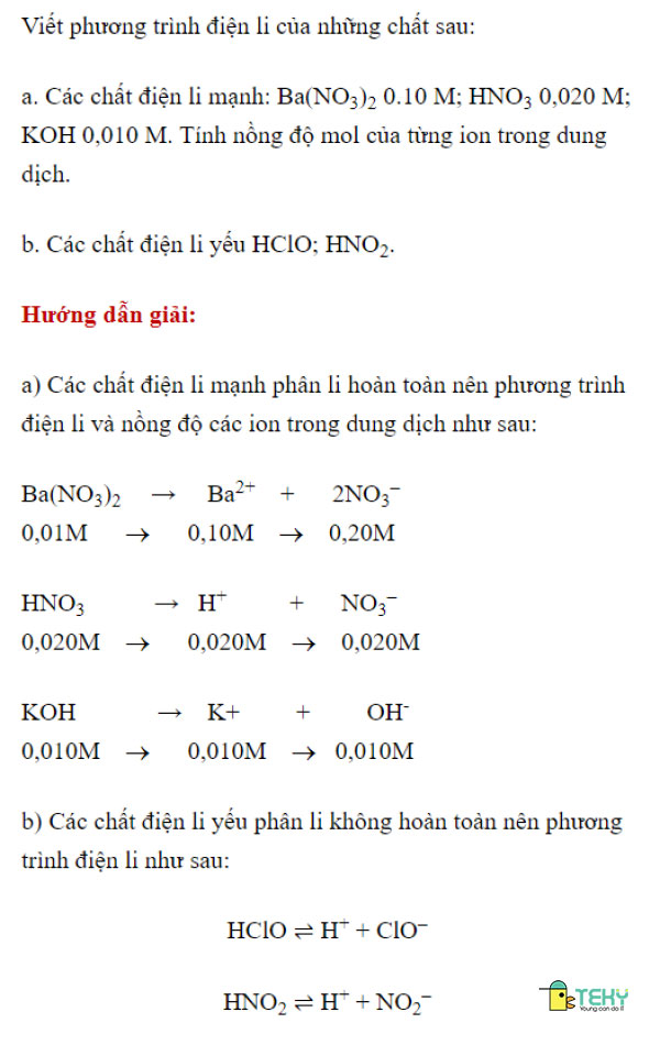 Bài tập về sự điện li hóa 11