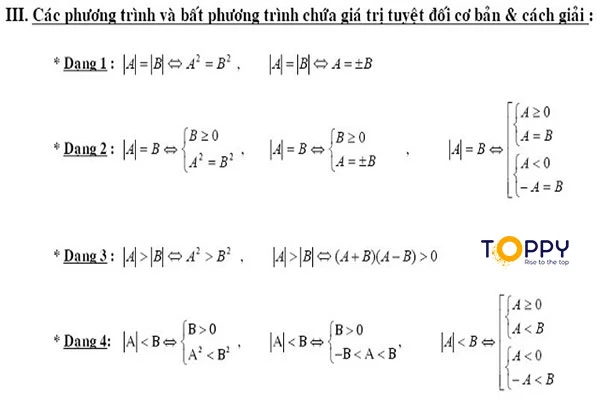 Quy trình giải bất phương trình chứa dấu giá trị tuyệt đối