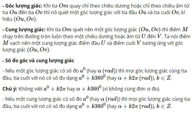 Toán 10 cung và góc lượng giác