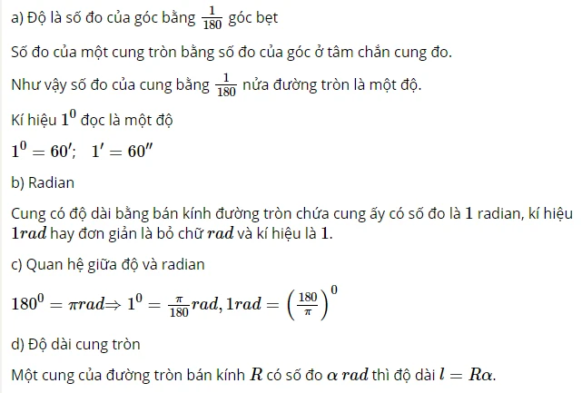 Toán 10 cung và góc lượng giác