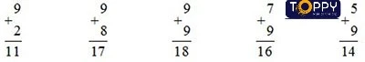 9 cộng với một số: 9 + 5