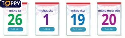 Các ngày trong tuần lễ toán lớp 1