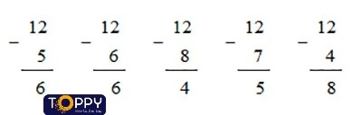 12 trừ đi một số: 12 – 8