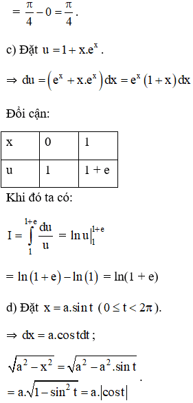 Tích phân – Giải bài tập SGK Toán 12